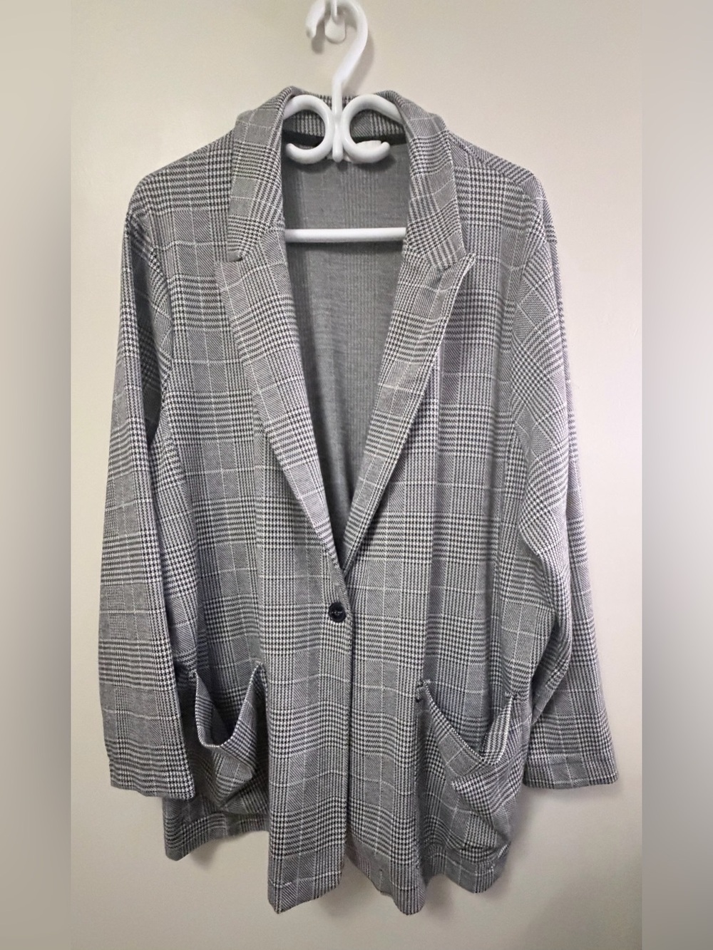 H&M Gray Plaid Single-Button Women's Blazer